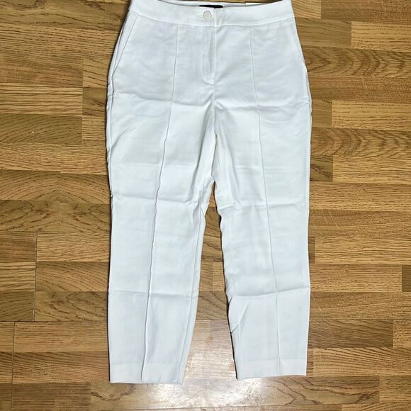 Express Stretchable Trousers Ankle High Rise Curvy White Women's Pants Size 8S N - Picture 1 of 16